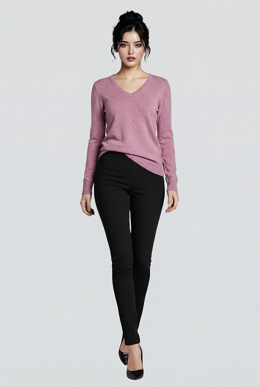 women's cashmere V neck sweater