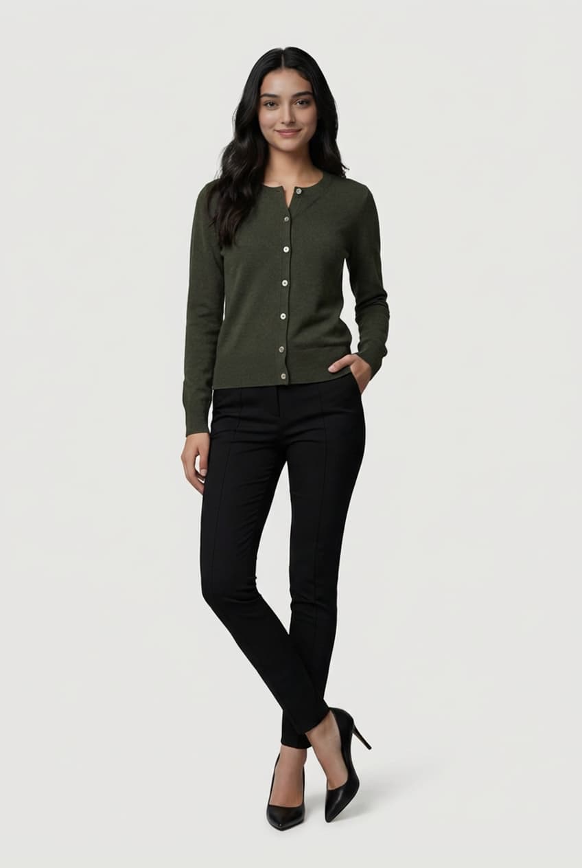 cashmere crew neck cardigan